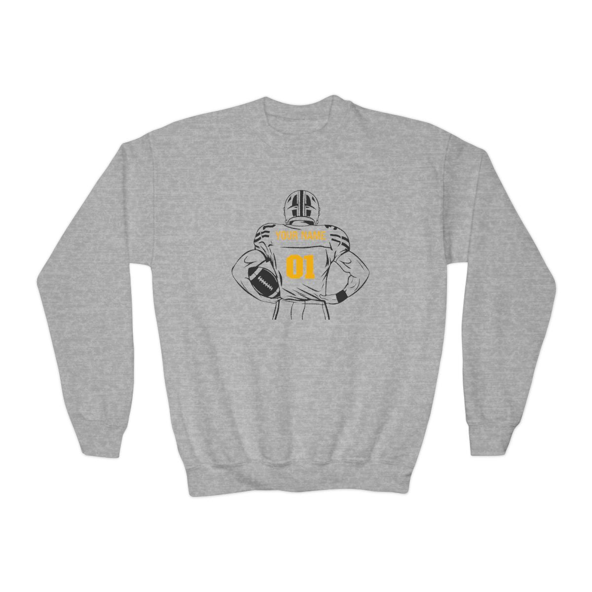 Kids Personalized Football Crewneck Sweatshirt - Custom Team Colors Name & Number - V2 - RedHeaded StepChild
