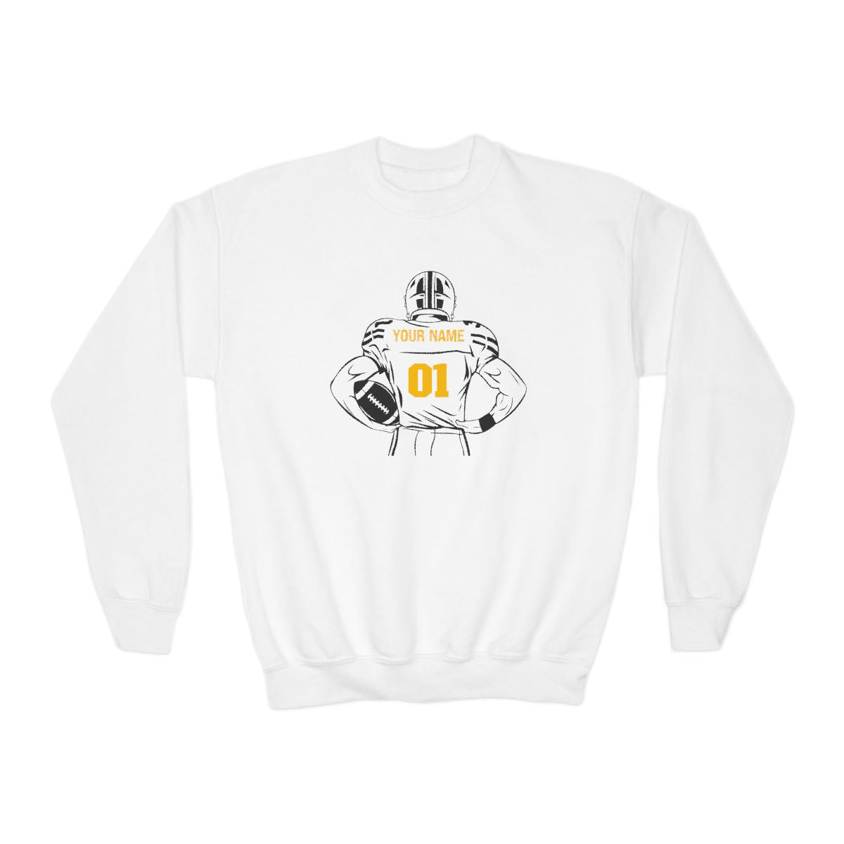 Kids Personalized Football Crewneck Sweatshirt - Custom Team Colors Name & Number - V2 - RedHeaded StepChild