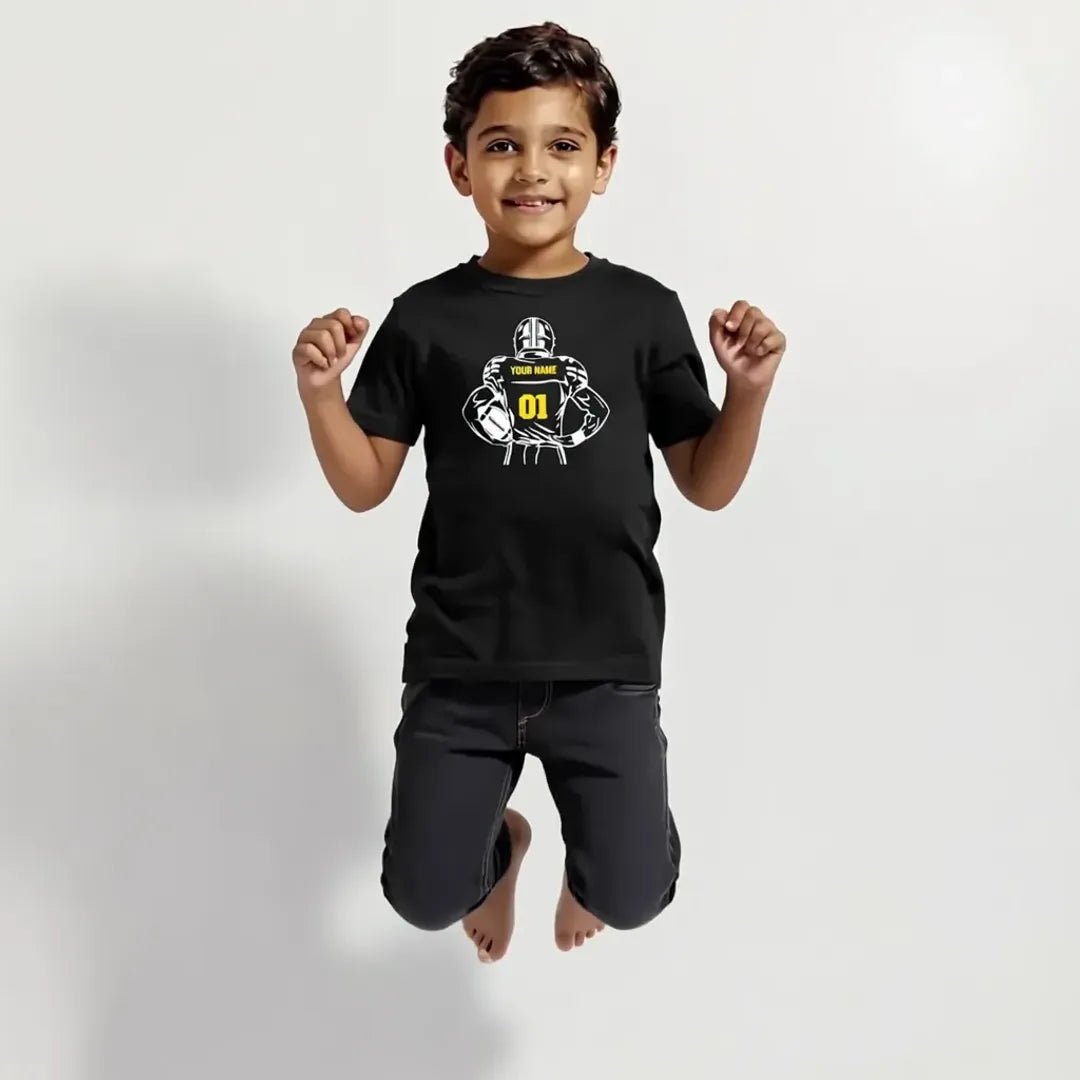 Kids Personalized Football Crewneck T-shirt - RedHeaded StepChild