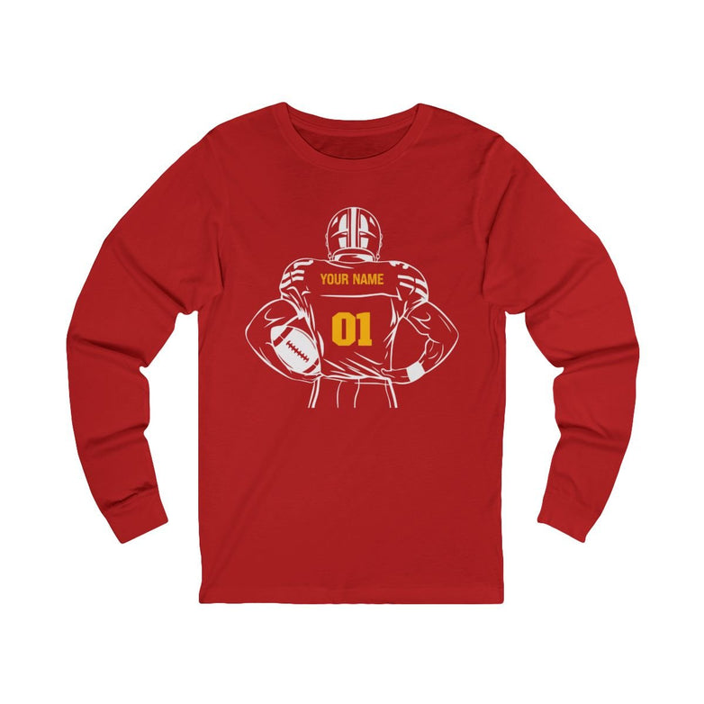 Personalizable Football Long Sleeve T-Shirt - RedHeaded StepChild