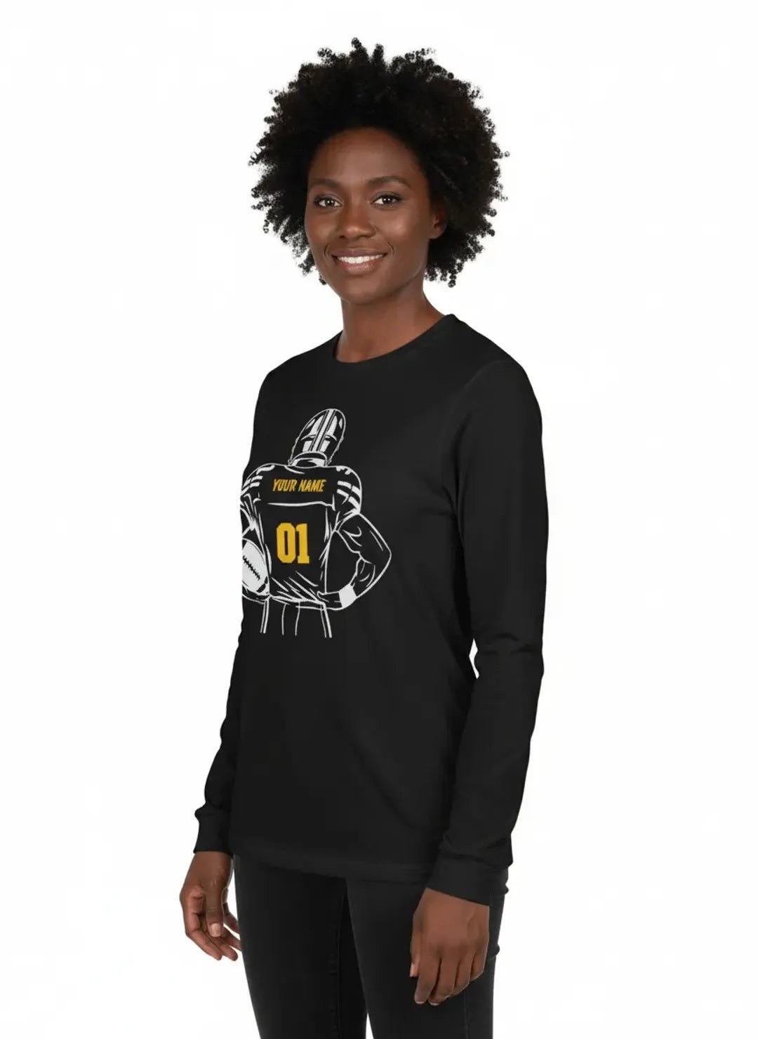Personalizable Football Long Sleeve T-Shirt - RedHeaded StepChild
