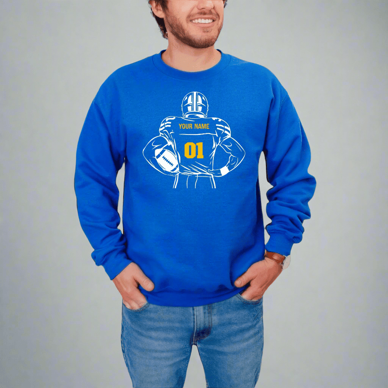Personalized Football Crewneck Sweatshirt - V2 - RedHeaded StepChild