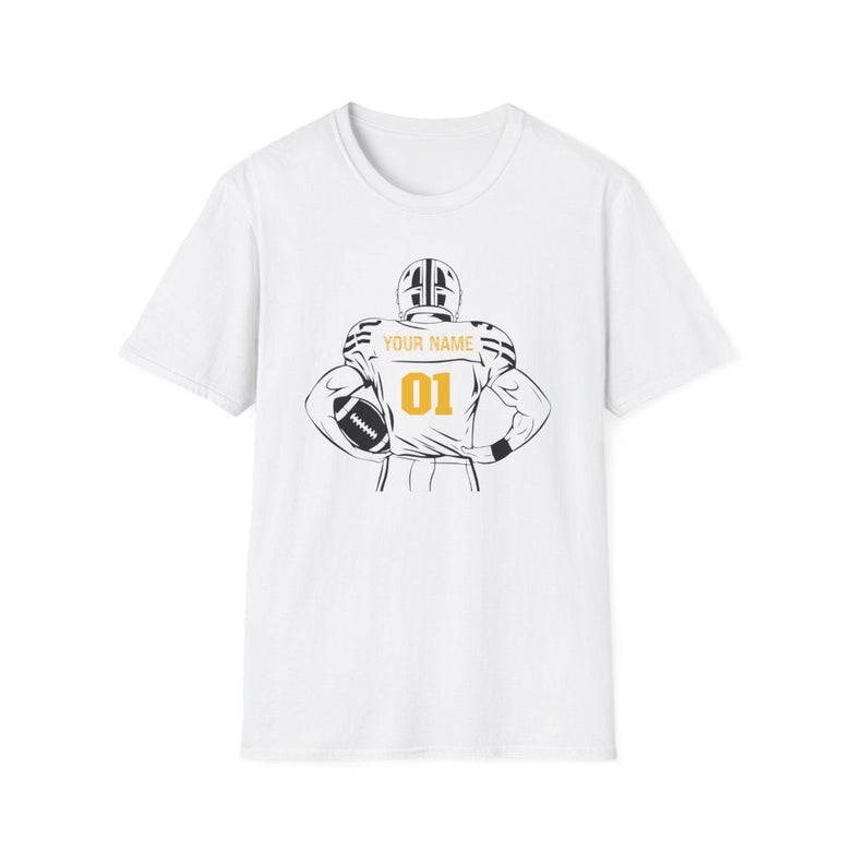 Personalized Football Crewneck T-Shirt - Custom Team Colors, Name & Number - RedHeaded StepChild