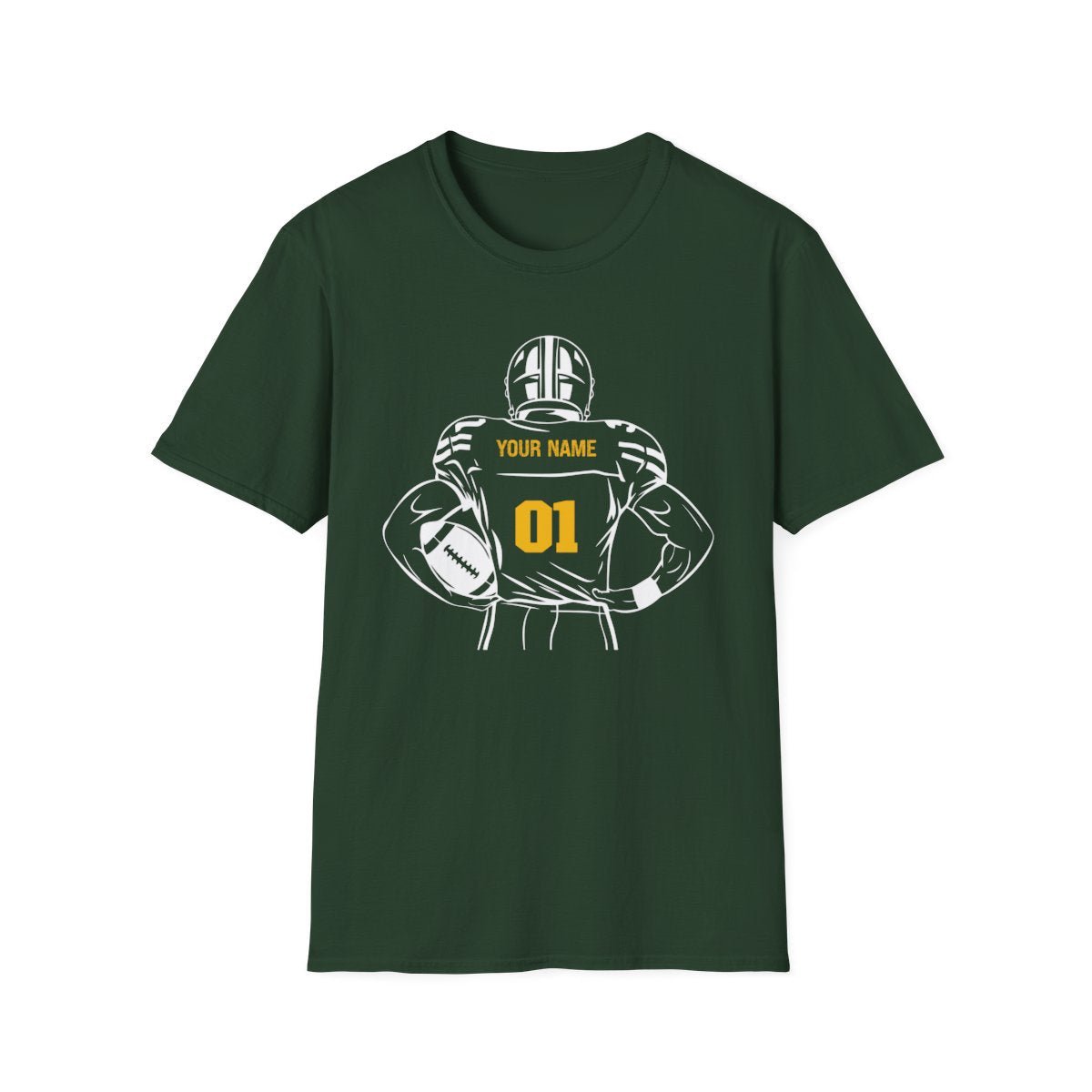 Personalized Football Crewneck T-Shirt - Custom Team Colors, Name & Number - RedHeaded StepChild