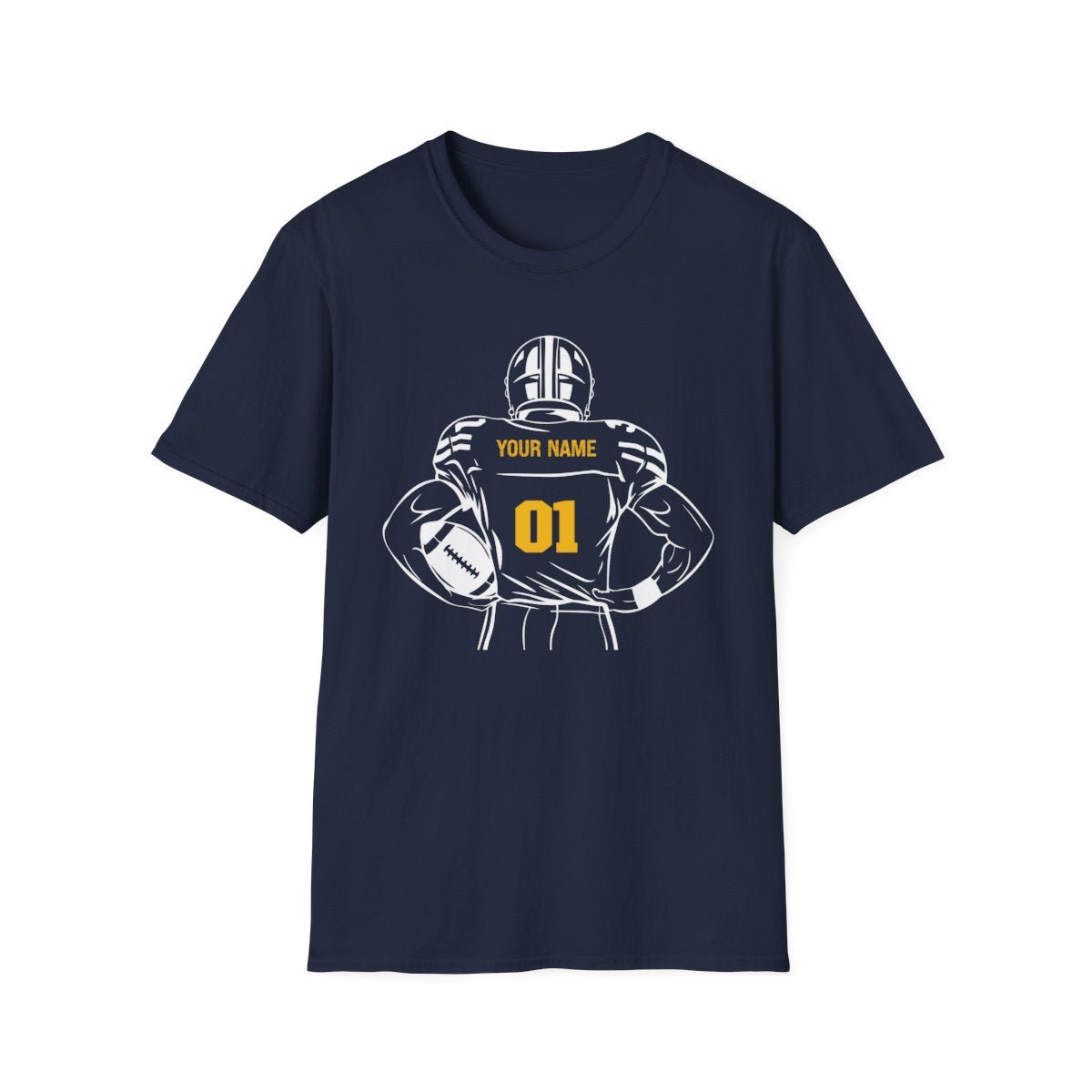 Personalized Football Crewneck T-Shirt - Custom Team Colors, Name & Number - RedHeaded StepChild