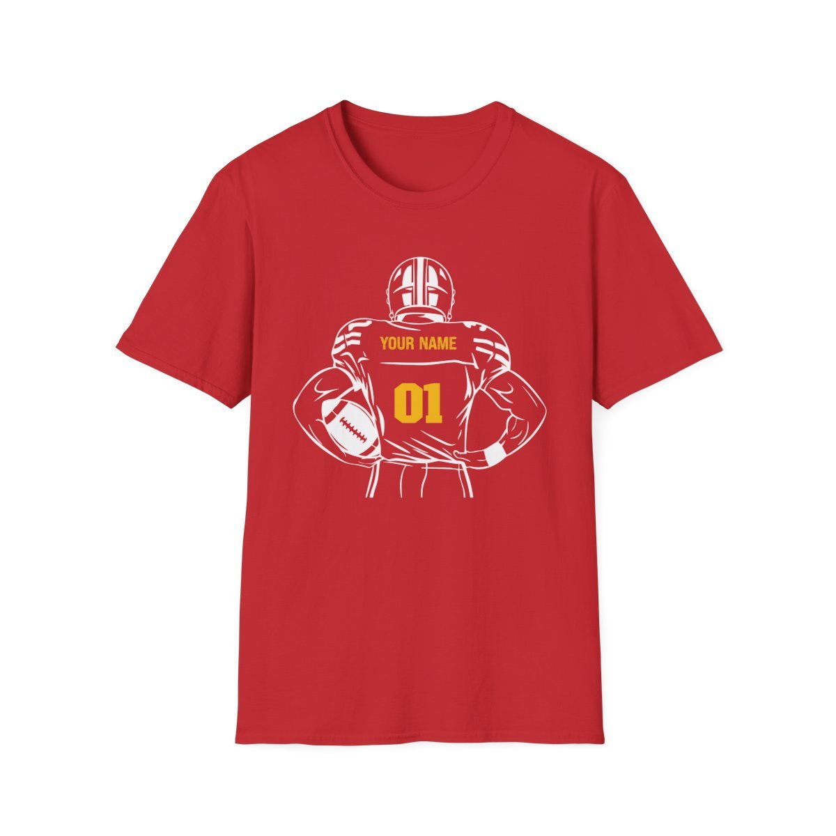 Personalized Football Crewneck T-Shirt - Custom Team Colors, Name & Number - RedHeaded StepChild
