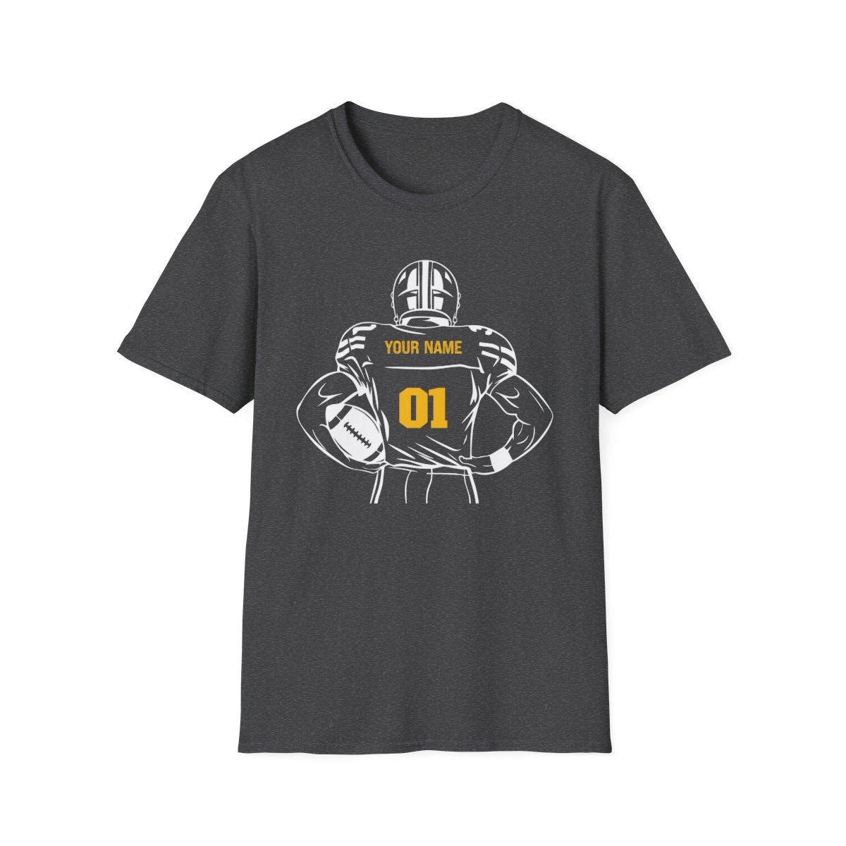 Personalized Football Crewneck T-Shirt - Custom Team Colors, Name & Number - RedHeaded StepChild