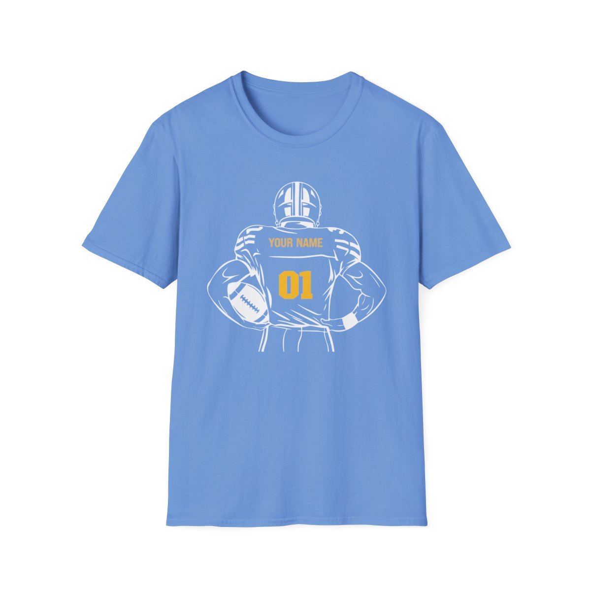 Personalized Football Crewneck T-Shirt - Custom Team Colors, Name & Number - RedHeaded StepChild