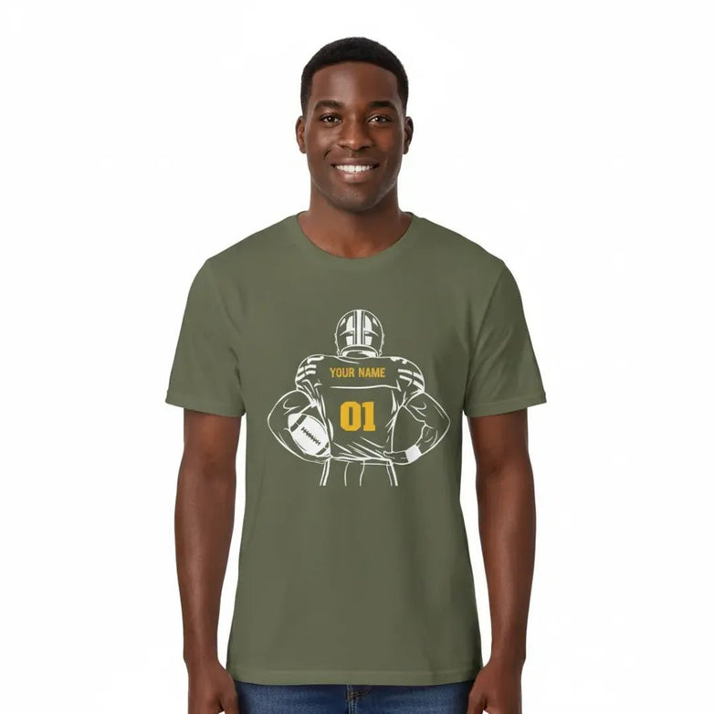 Personalized Football Crewneck T-Shirt - Custom Team Colors, Name & Number - RedHeaded StepChild