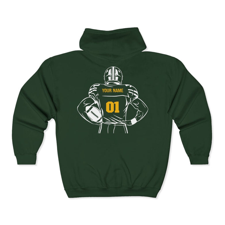 Personalized Football Full - Zip Hoodie - RedHeaded StepChild