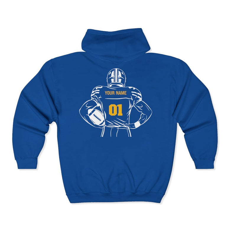 Personalized Football Full - Zip Hoodie - RedHeaded StepChild