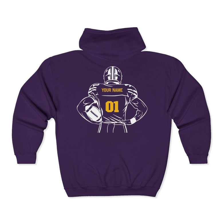 Personalized Football Full - Zip Hoodie - RedHeaded StepChild