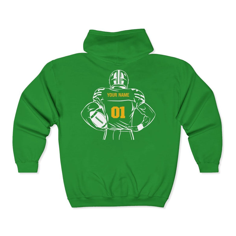 Personalized Football Full - Zip Hoodie - RedHeaded StepChild