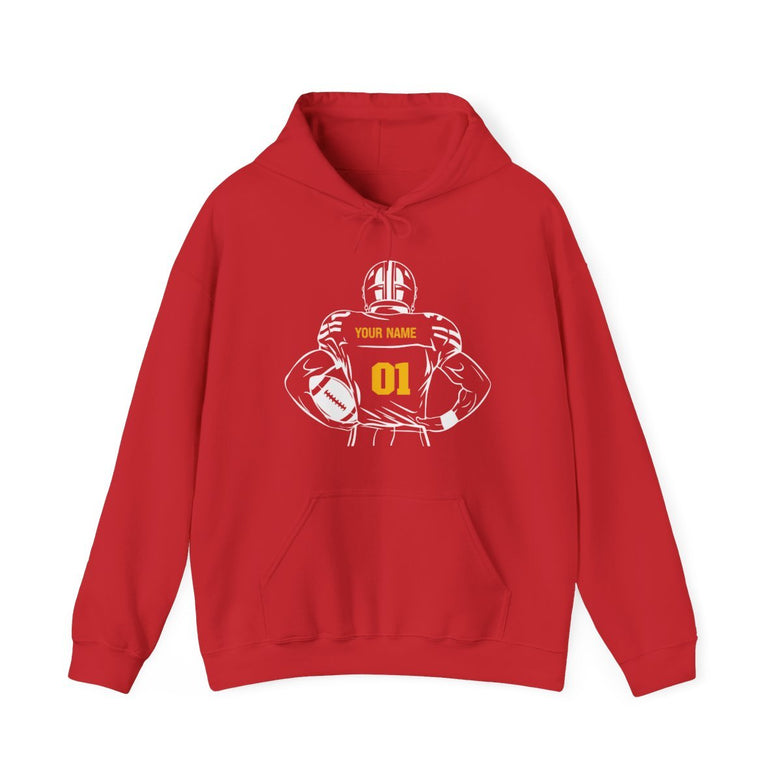 Personalized Football Hoodie - Custom Color Name & Number - RedHeaded StepChild