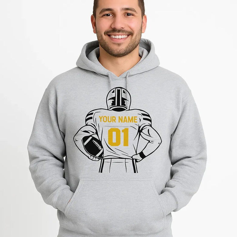 Personalized Football Hoodie - Custom Color Name & Number - RedHeaded StepChild
