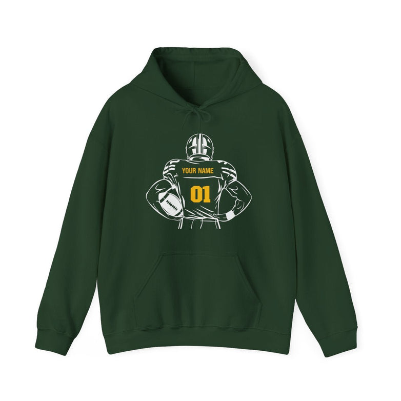Personalized Football Hoodie - Custom Color Name & Number - RedHeaded StepChild