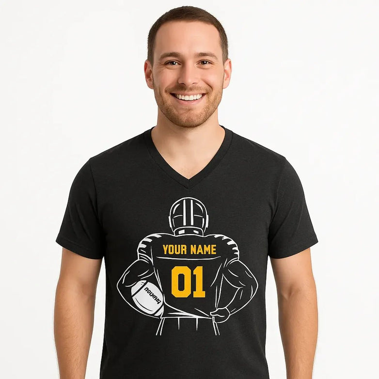 Personalized Unisex V - neck Football T-shirt - RedHeaded StepChild