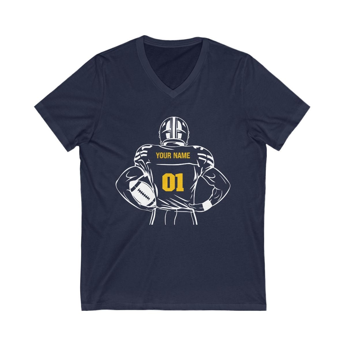 Personalized Unisex V - neck Football T-shirt - RedHeaded StepChild