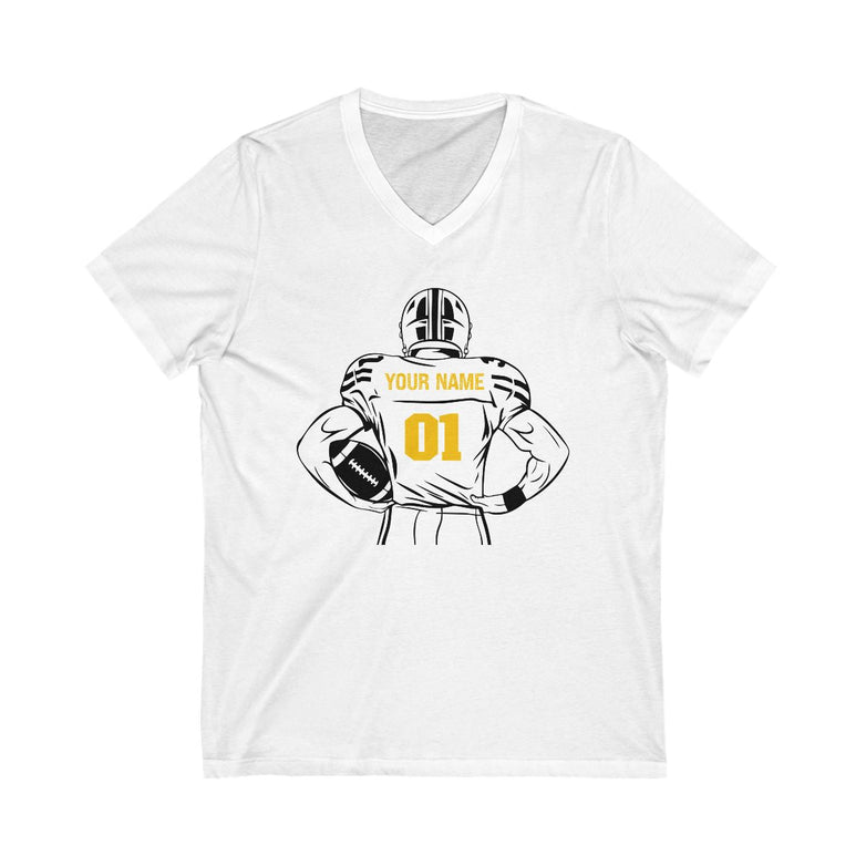 Personalized Unisex V - neck Football T-shirt - RedHeaded StepChild